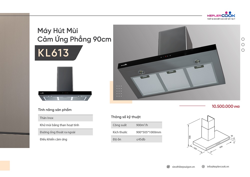 Máy hút mùi Cảm Ứng Phẳng 900mm KeplerCook KL613
